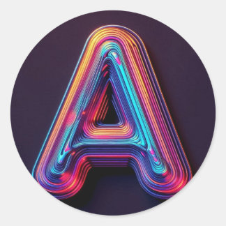 Neon Glow Alphabet Stickers - Letter A Vibrany 3D