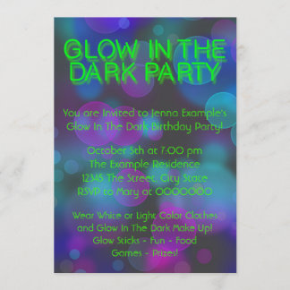Neon Glow auf der dunklen Geburtstagsparty Einladung