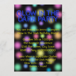 Neon Glow auf der dunklen Geburtstagsparty Einladung