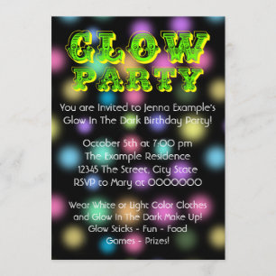 Neon Glow auf der dunklen Geburtstagsparty Einladung