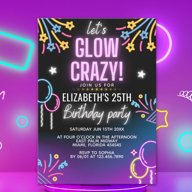 Neon Glow - Birthday Party Invitation Einladung (Von Creator hochgeladen)