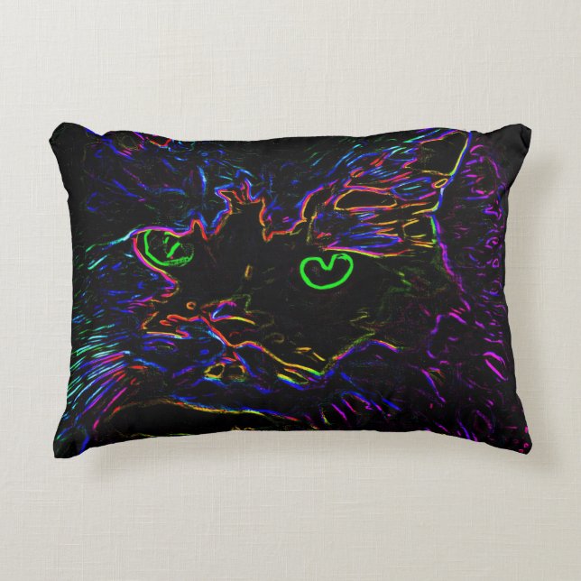 Neon Glow Cat Dekokissen (Vorderseite)