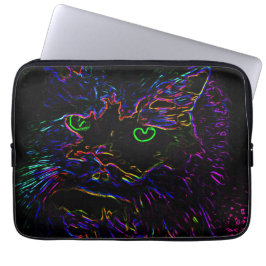 Neon Glow Cat Laptopschutzhülle