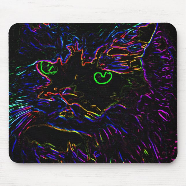 Neon Glow Cat Mousepad (Vorne)