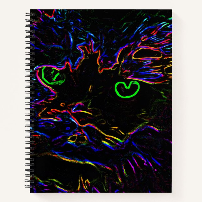 Neon Glow Cat Notizbuch (Vorderseite)