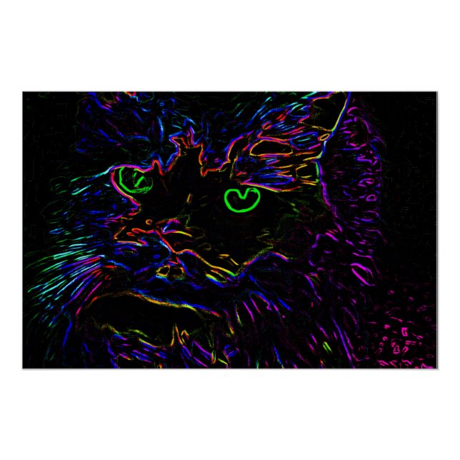 Neon Glow Cat Poster (Vorderseite)