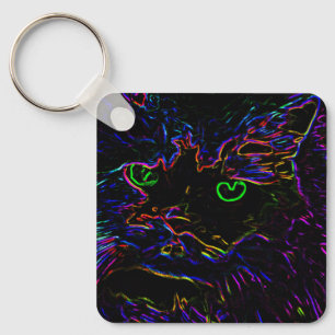 Neon Glow Cat Schlüsselanhänger