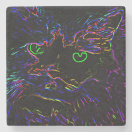 Neon Glow Cat Steinuntersetzer