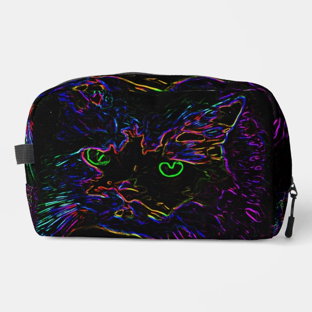 Neon Glow Cat Waschbeutel (Vorderseite)
