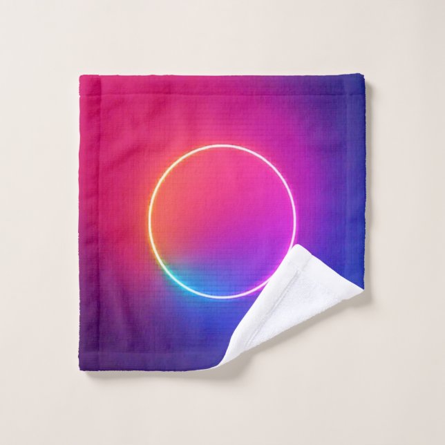 Neon Glow Circle Abstract Art Badhandtuch Set (Waschlappen)
