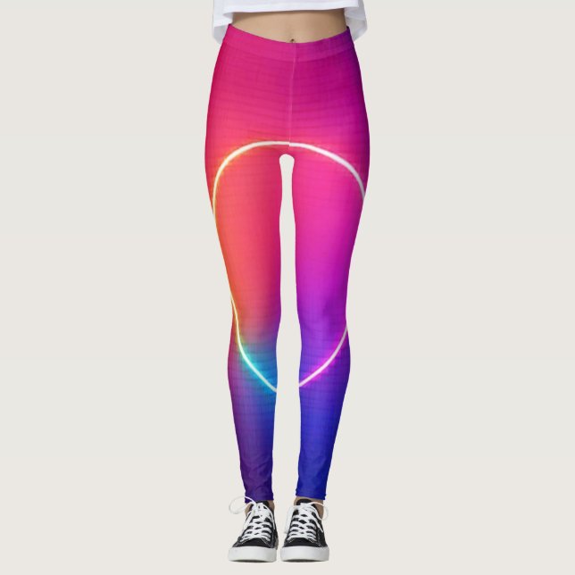 Neon Glow Circle Abstract Art Leggings (Vorderseite)