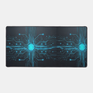 Neon Glow Circuit Desk Mat Schreibtischunterlage