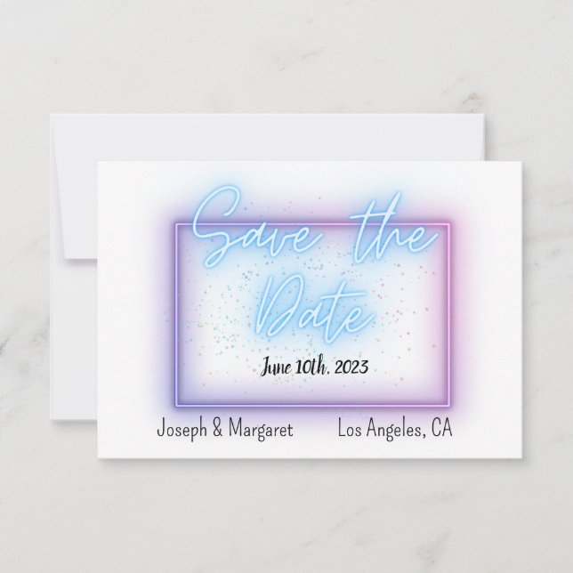 Neon Glow Cool Save the Date Card (Vorderseite)