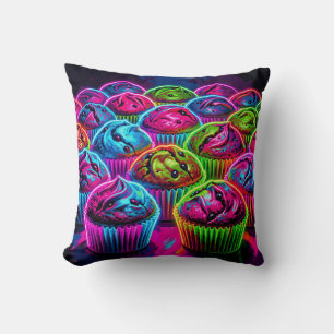 Neon-Glow-Cupcakes-Muster Kissen