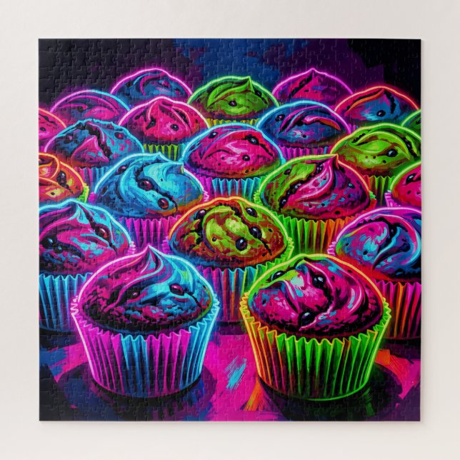 Neon-Glow-Cupcakes-Muster Puzzle (Vertikal)