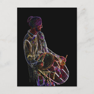Neon Glow Dhol Drummer Postkarte