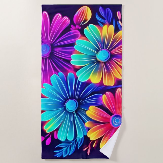 Neon Glow Fantasy Fantasy Strandtuch (Vorderseite)