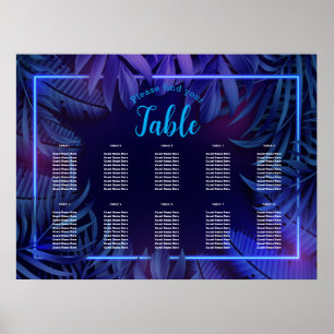 Neon Glow Geburtstag herunterladbare Sitzkarte Poster