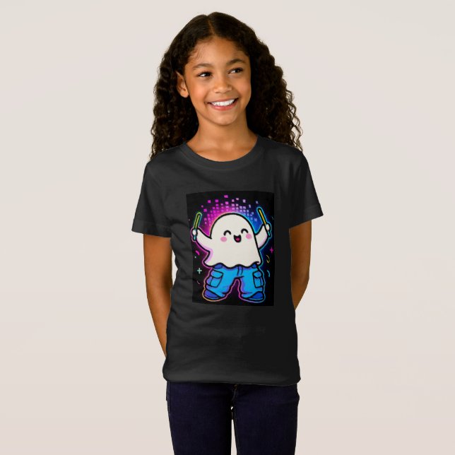 Neon Glow Ghost Kids-Kostüm T-Shirt (Vorne ganz)