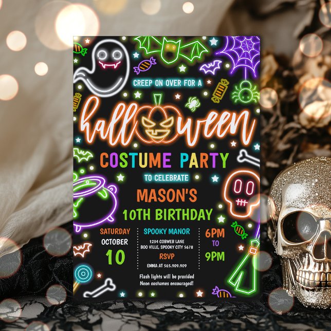 Neon Glow Halloween Party Einladung (Von Creator hochgeladen)