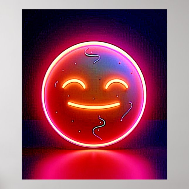 Neon Glow Happy Face Art Poster (Vorne)