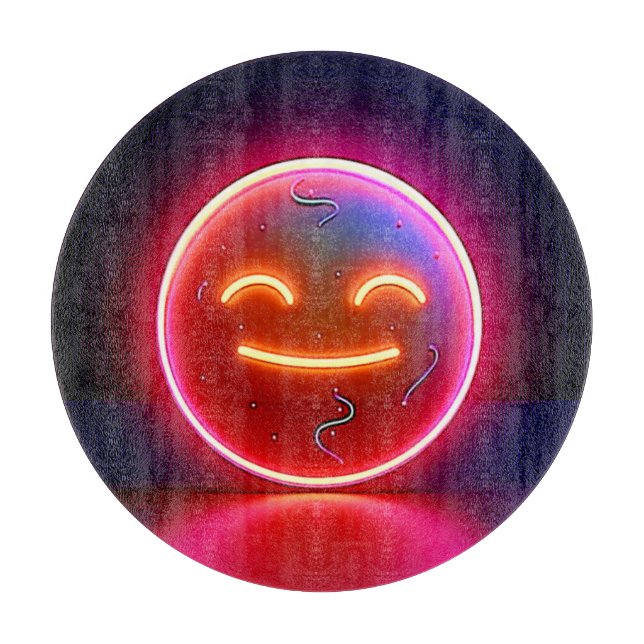 Neon Glow Happy Face Art Schneidebrett (Vorderseite)