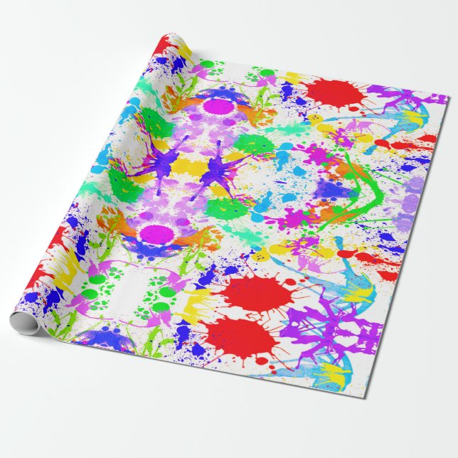 Neon Glow im dunklen Paint-Spritzer Geschenkpapier (Ungerollt)