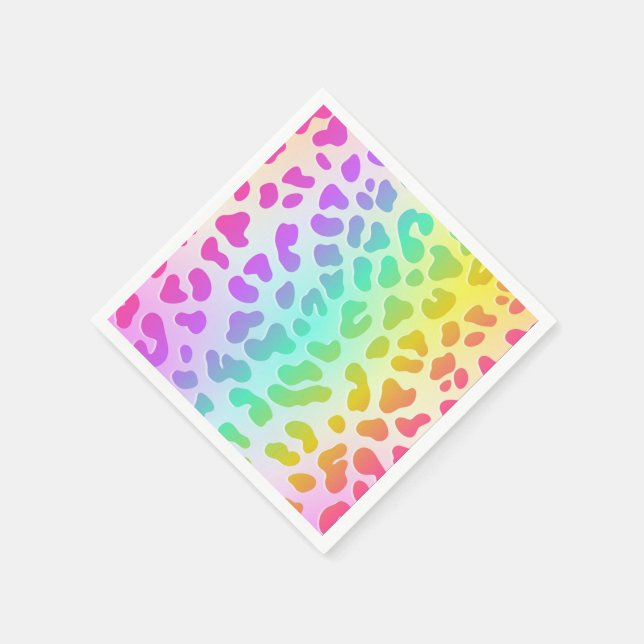 Neon Glow in Dark, Rainbow Cheetah Print Serviette (Ecke)