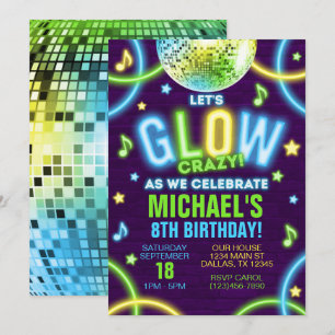 Neon Glow in der Dunklen Geburtstagspartei Einladu Einladung