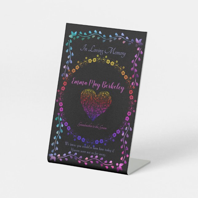 Neon Glow in Love Memory Table Sign Sockelschild (Vorderseite)
