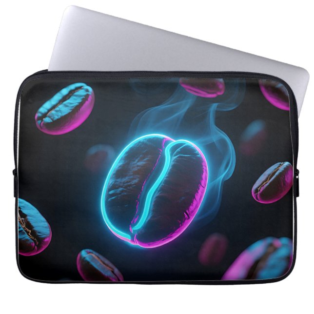 Neon Glow Kaffeebohne Energie Laptopschutzhülle (Vorderseite)