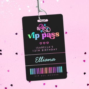 Neon-Glow-Karaoke-Geburtstags-VIP-Pass individuell Ausweis