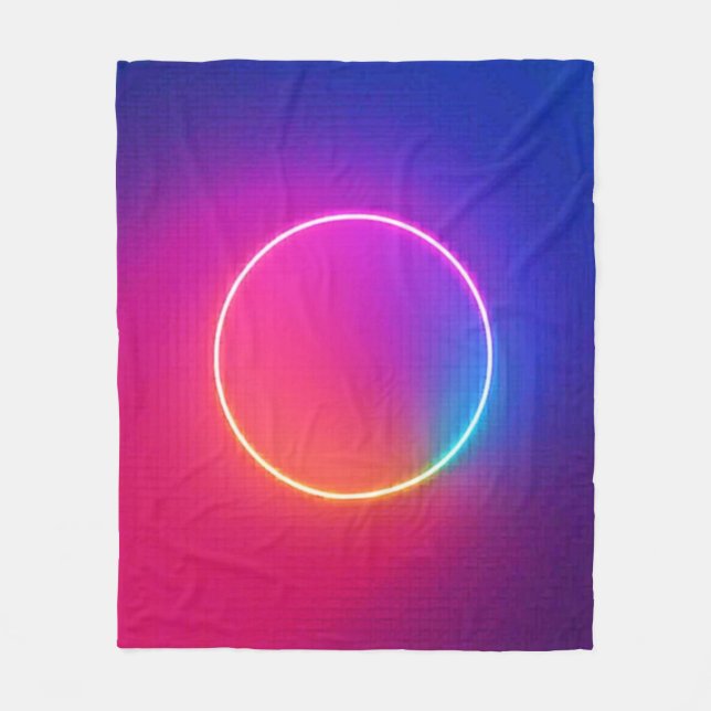 Neon-Glow-Kreis Abstracte Kunst Fleecedecke (Vorderseite)