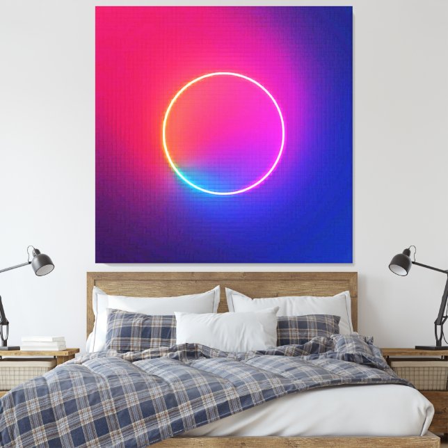 Neon-Glow-Kreis Abstracte Kunst Leinwanddruck (Insitu (Schlafzimmer))