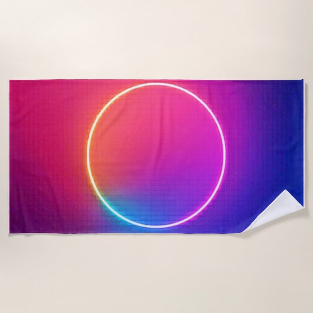 Neon-Glow-Kreis Abstracte Kunst Strandtuch (Vorderseite)