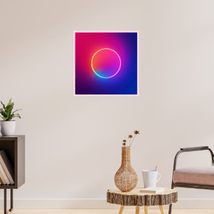 Neon-Glow-Kreis-Abstraktkunst Poster