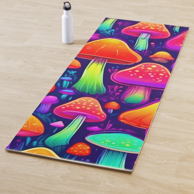 Neon Glow Mushroom Forest Yogamatte (Beispiel)