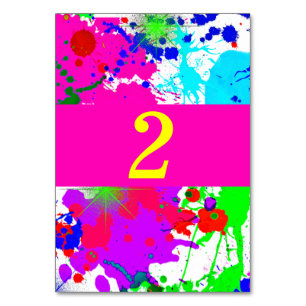 Neon Glow, Paint Spritzer, Custom Tischnummer