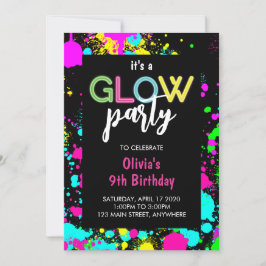 Neon Glow Paint Spritzer Geburtstag Einladung