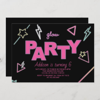 Neon Glow Party Einladung zum Geburtstag