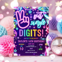 Neon Glow Peace Out Single Digits 10. Geburtstag