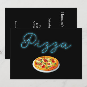 Neon Glow Pizza Einladung
