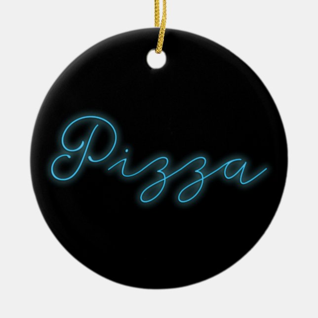 Neon Glow Pizza Keramik Ornament (Vorne)
