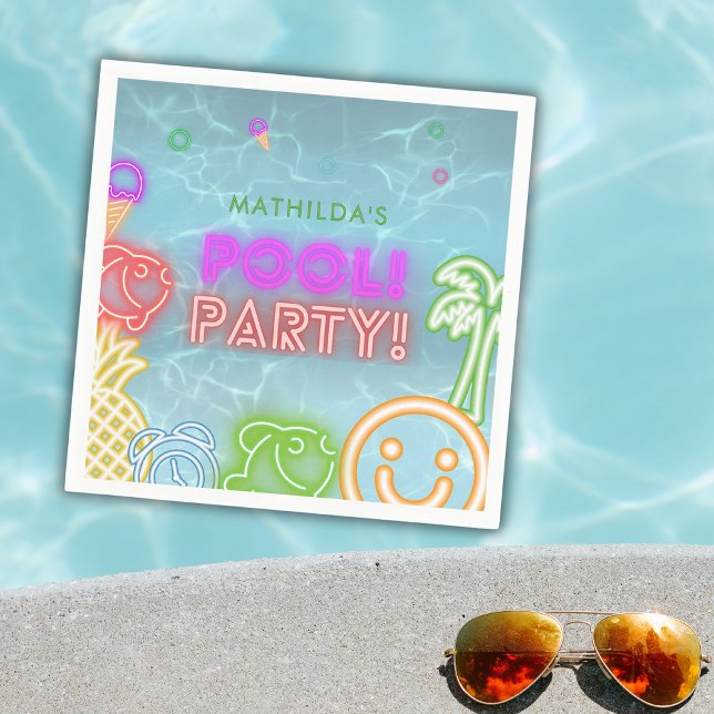 Neon Glow Pool Party Any Age Birthday  Serviette (Von Creator hochgeladen)