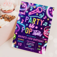Neon Glow Pop Star Dance Music Geburtstagsparty
