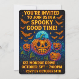 Neon Glow Pumpkin Halloween-Party Einladung