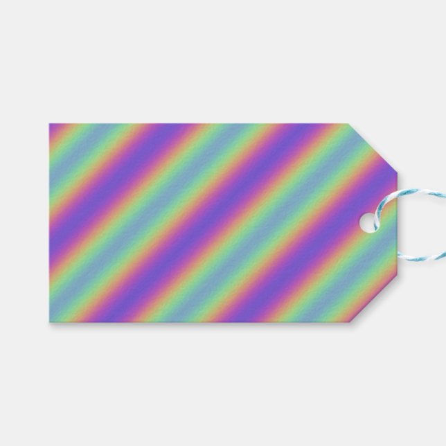 Neon Glow Rainbow Strift Geschenkmarke Geschenkanhänger (Vorderseite (Horizontal))