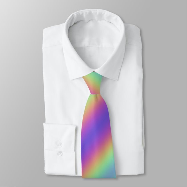 Neon Glow Rainbow Stripe Neck Tie Krawatte (Gebunden)