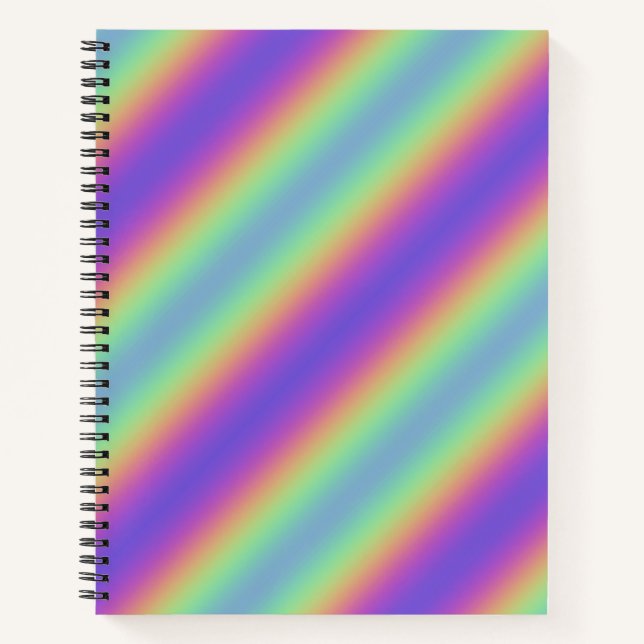 Neon Glow Rainbow Stripe Spiral Notebook Notizbuch (Vorderseite)