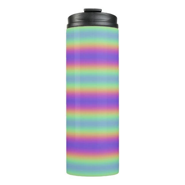 Neon Glow Rainbow Stripe Thermal Tumbler Thermosbecher (Vorderseite)